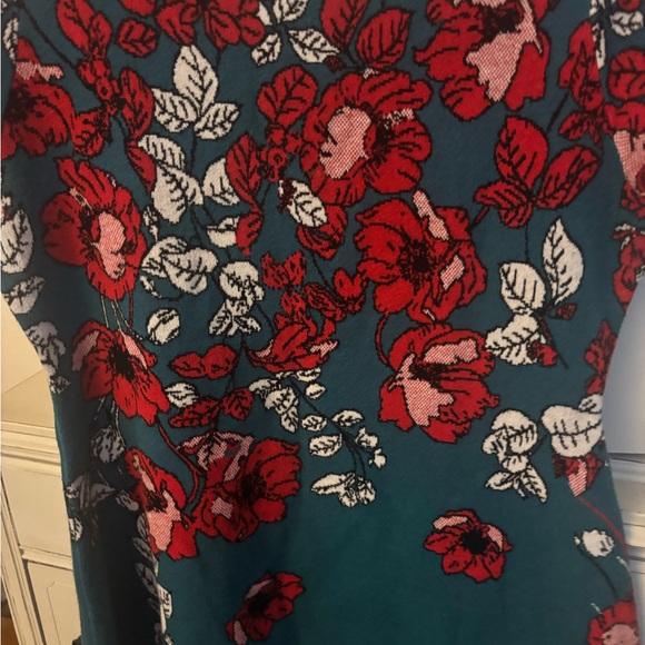 Maeve Teal and Red Floral Mini Dress - Picture 2 of 4